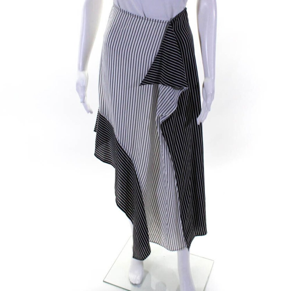 New Robert Rodriguez asymmetric stripe crepe contrast panel high rise midi skirt - Picture 5 of 14